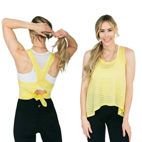 Zyia Women's Lemon Yellow Nimbus Split Back Tank Top Size XL X-Large - Picture 1 of 9
